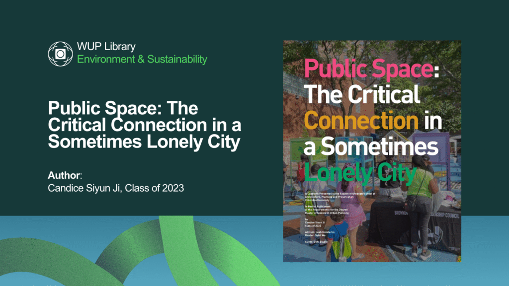 Public Space: The Critical Connection in a Sometimes Lonely City Public Space: The Critical Connection in a Sometimes Lonely City